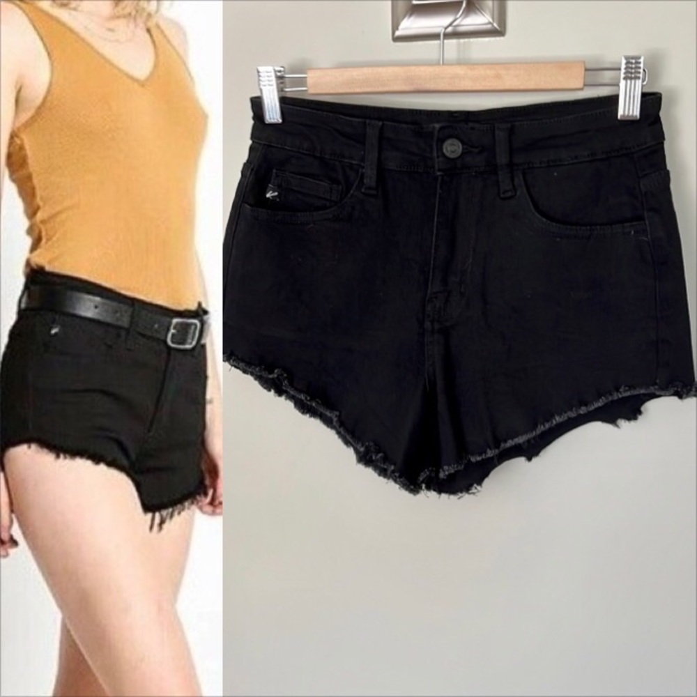 KanCan High Rise Frayed Hem Shorts